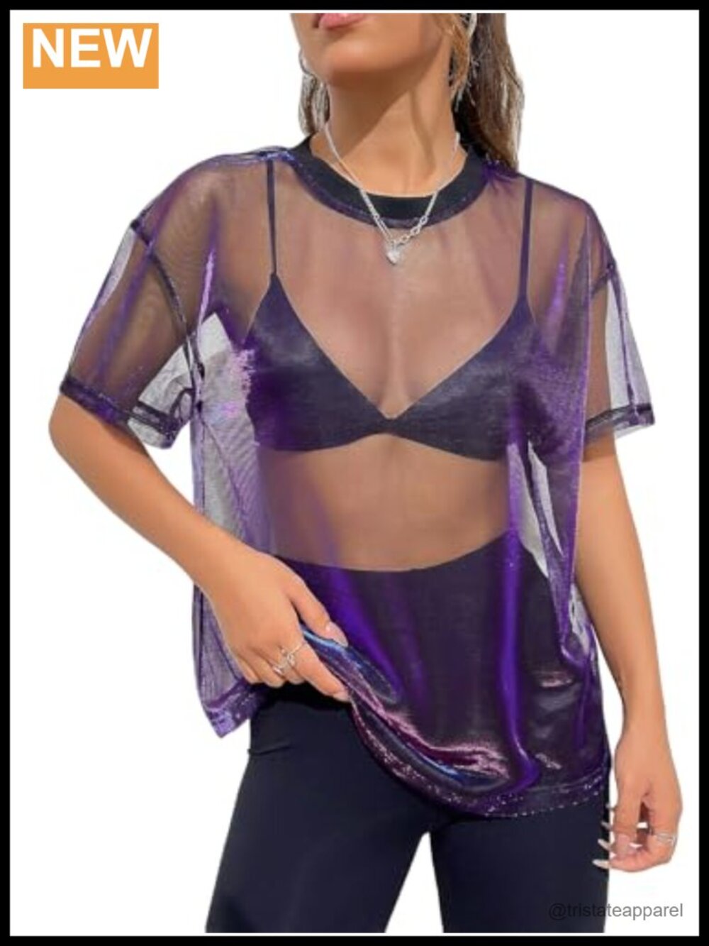 Sheer Mesh Going Out Top Rave Clubwear Short Sleeve Party Blouse Women